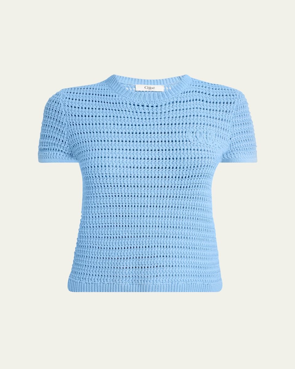 Open-Knit Logo Embroidered Top